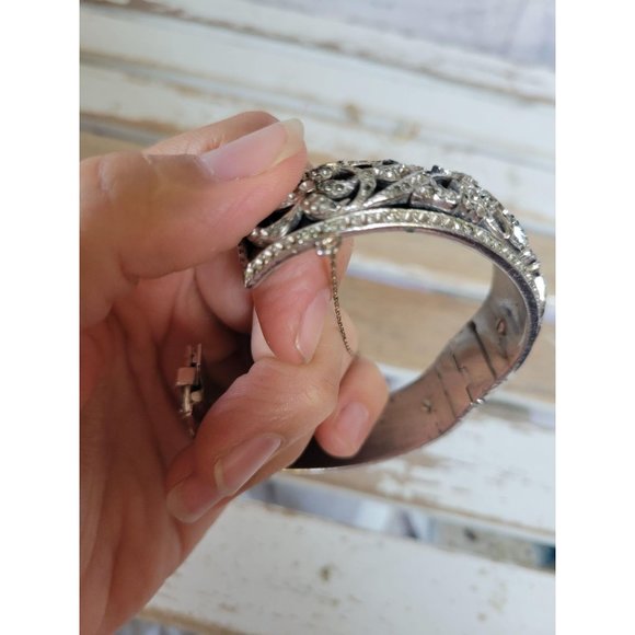 Vintage blue rhinestone bracelet women's small - Picture 5 of 6